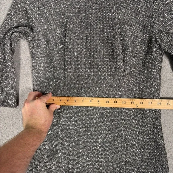 J McLaughlin Henrika Dress Women's Size M Charcoal Sequin Sparkle Sheath Tweed - Picture 16 of 16